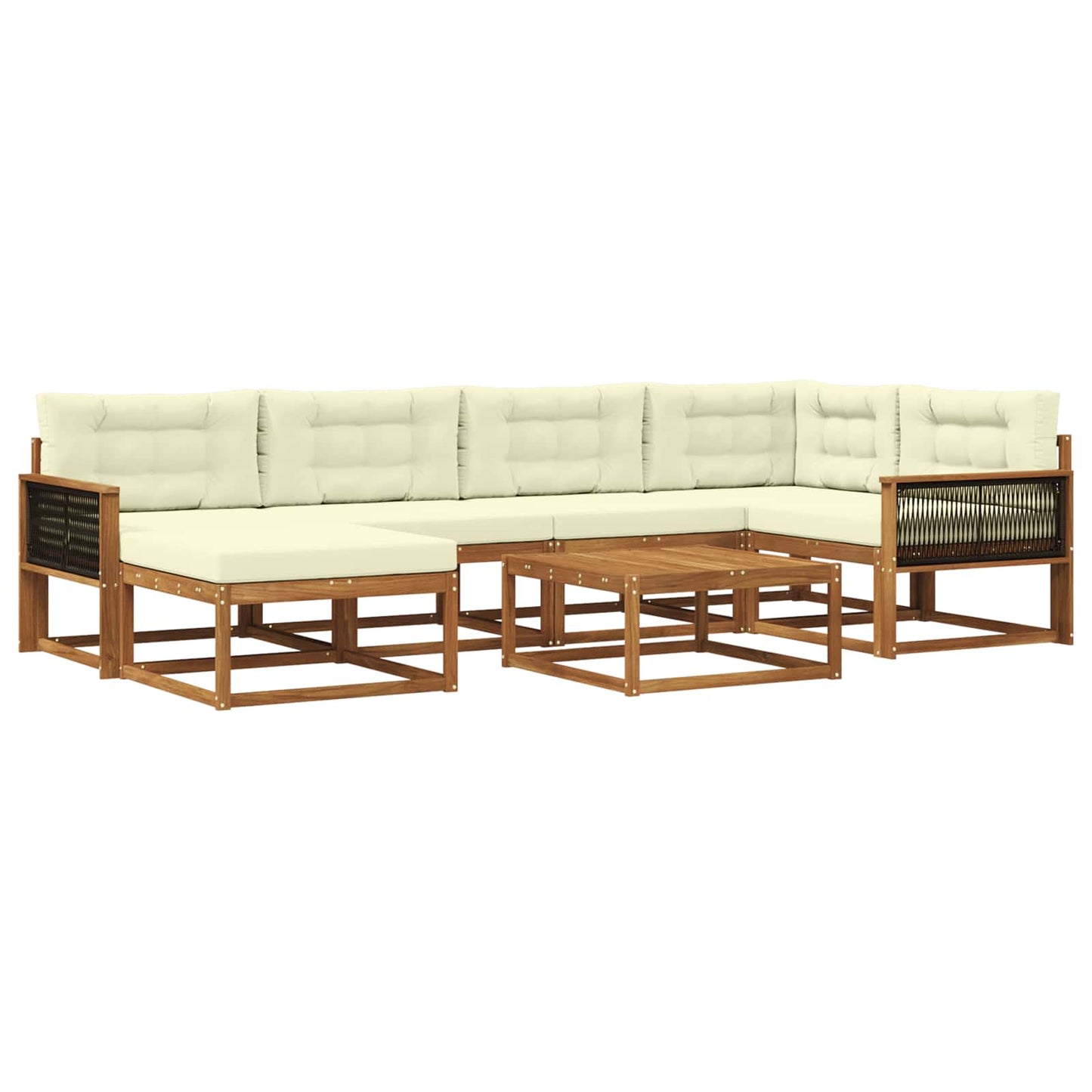 Set di divani da esterno con cuscino 7 pcs Naturale e Crema | homemem39