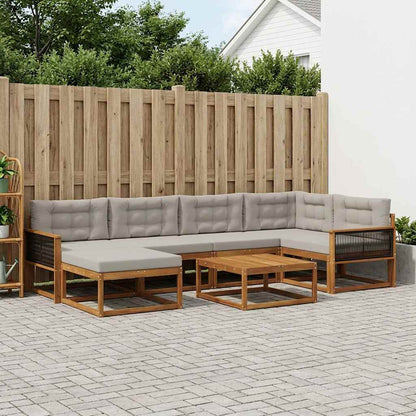 Set di divani da esterno 7 pcs Naturale e Grigio Chiaro | homemem39