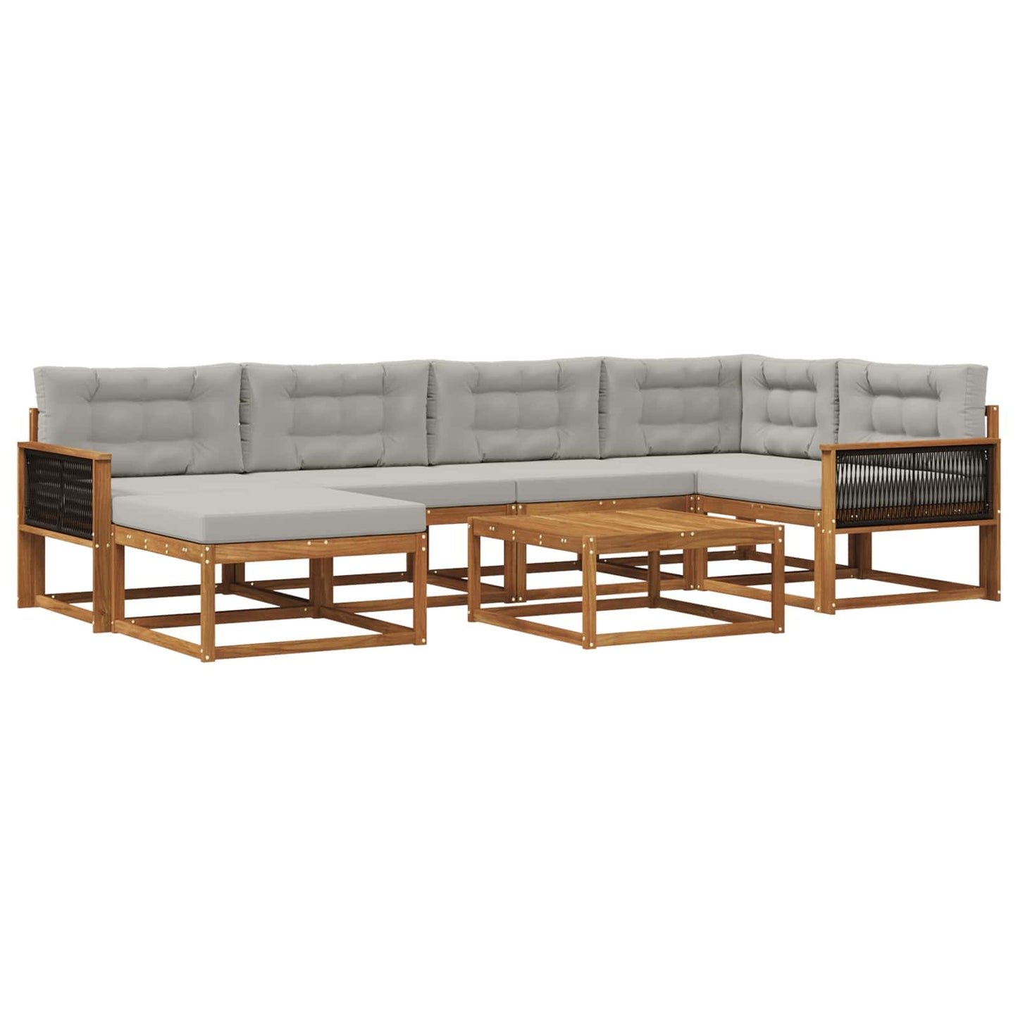 Set di divani da esterno 7 pcs Naturale e Grigio Chiaro | homemem39