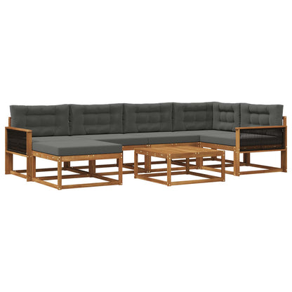 Set di divani da esterno con cuscino 7 pcs Naturale e Antracite