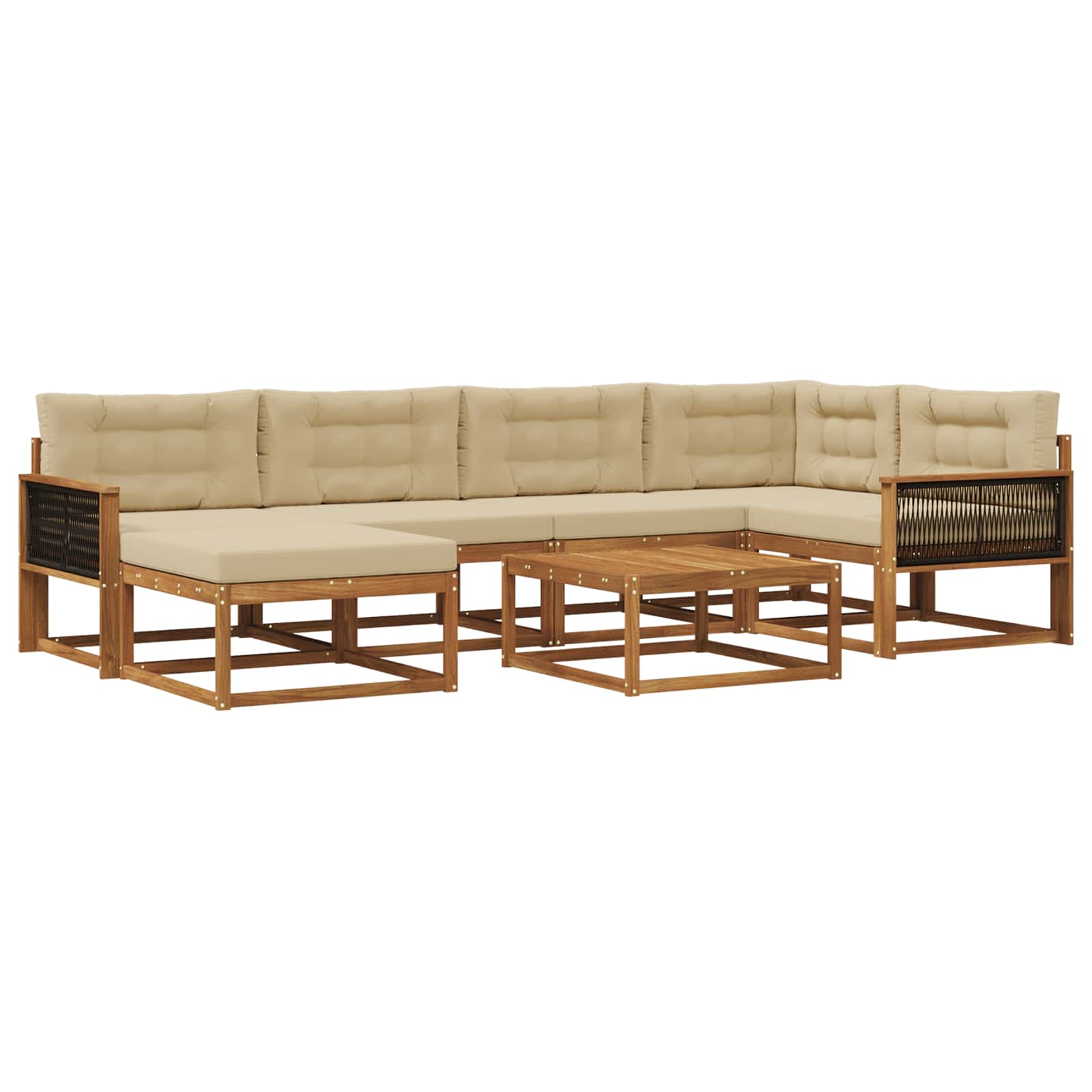 Set di divani da esterno con cuscino 7 pcs Naturale e Beige | homemem39