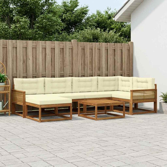 Set di divani da esterno con cuscino 7 pcs Naturale e Crema | homemem39