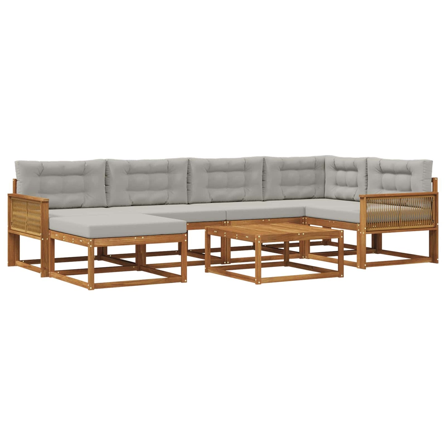 Set di divani da esterno 7 pcs Naturale e Grigio Chiaro | homemem39