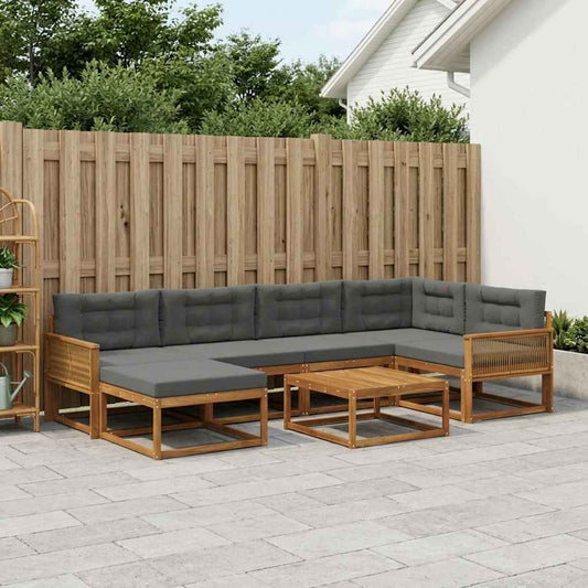 Set di divani da esterno con cuscino 7 pcs Naturale e Antracite