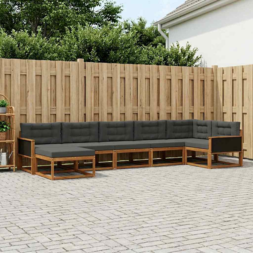 Set di divani da esterno con cuscino 7 pcs Naturale e Antracite | homemem39