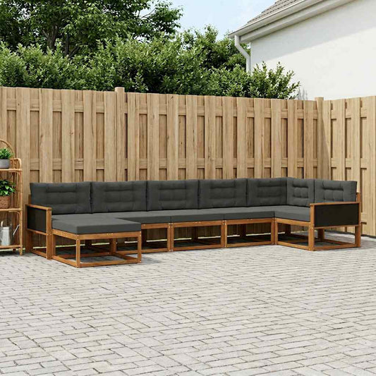 Set di divani da esterno con cuscino 7 pcs Naturale e Antracite | homemem39