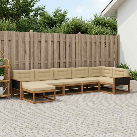Set di divani da esterno con cuscino 7 pcs Naturale e Beige