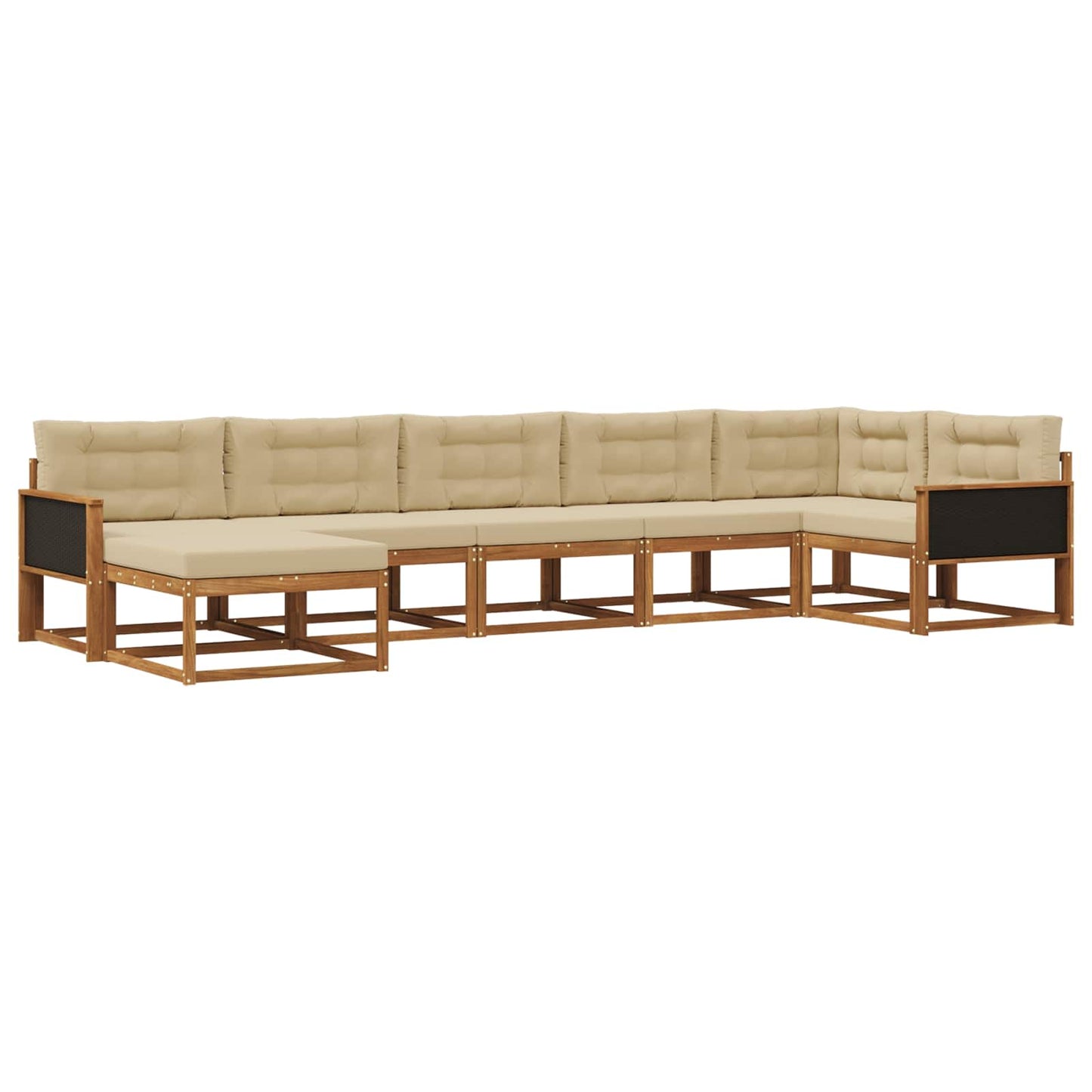 Set di divani da esterno con cuscino 7 pcs Naturale e Beige