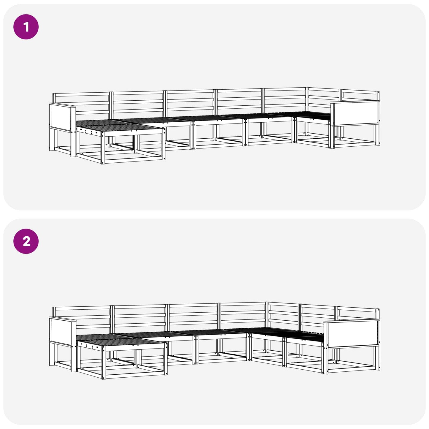 Set di divani da esterno 7 pcs Naturale | homemem39