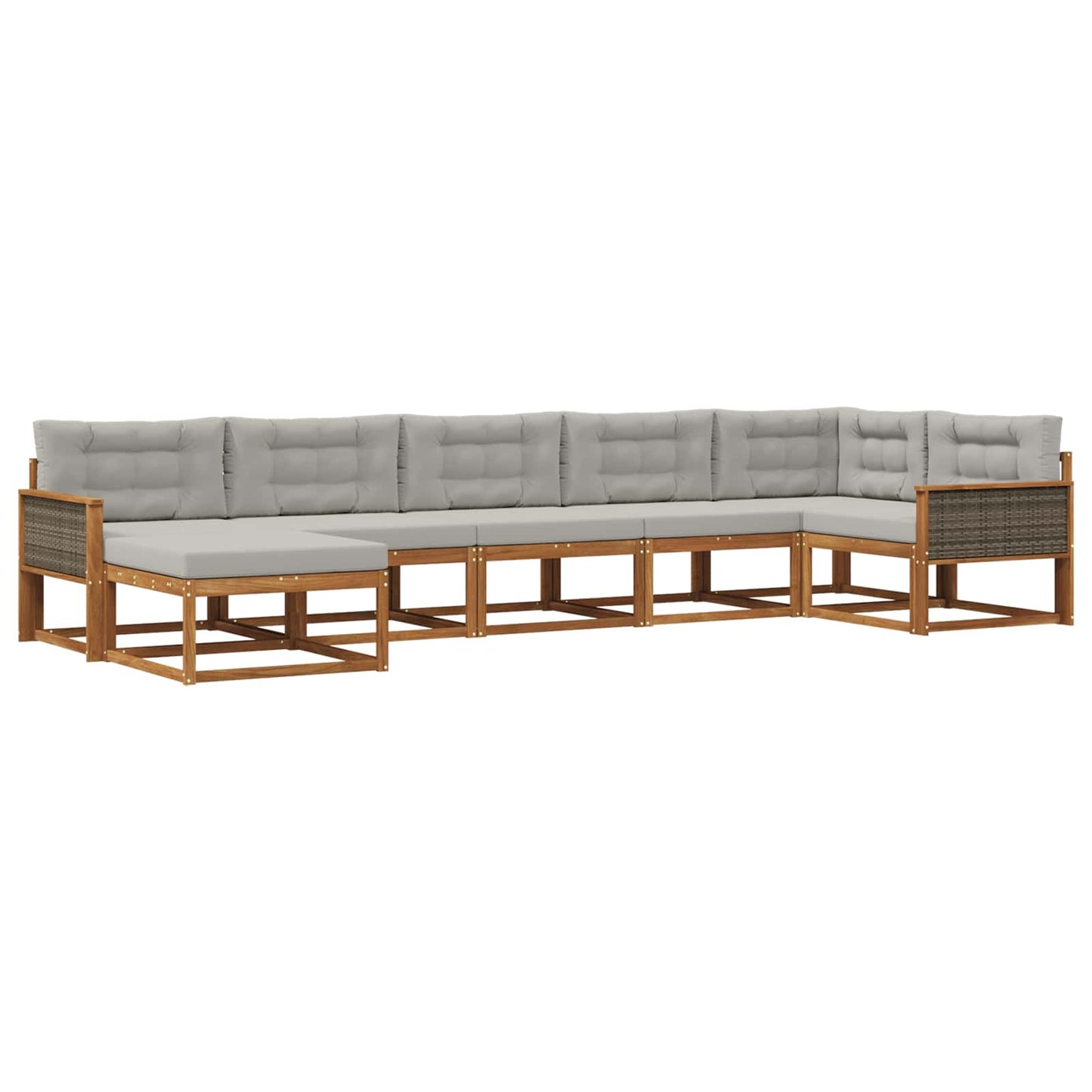 Set di divani da esterno 7 pcs Naturale e Grigio Chiaro