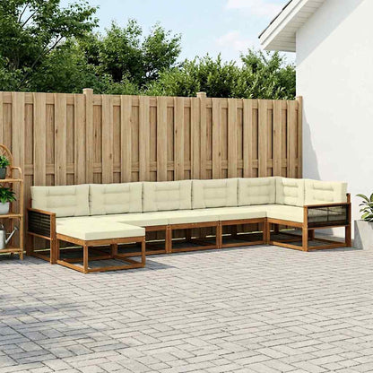 Set di divani da esterno con cuscino 7 pcs Naturale e Crema | homemem39