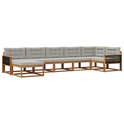 Set di divani da esterno 7 pcs Naturale e Grigio Chiaro | homemem39