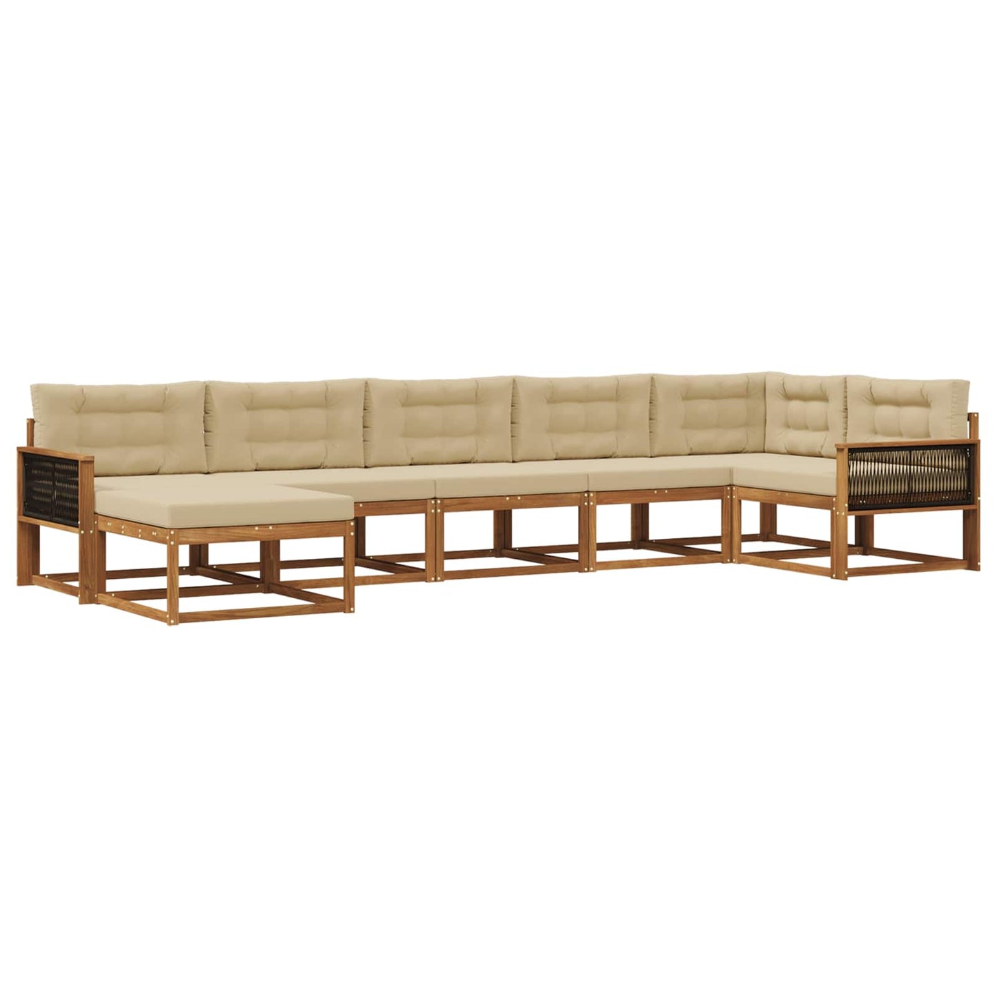 Set di divani da esterno con cuscino 7 pcs Naturale e Beige | homemem39