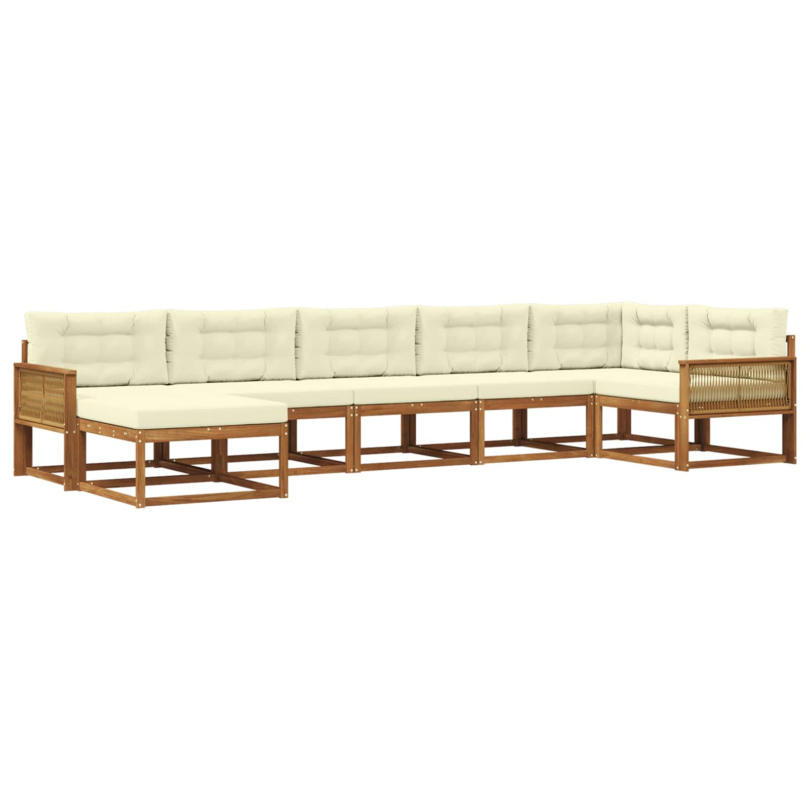 Set di divani da esterno con cuscino 7 pcs Naturale e Crema | homemem39