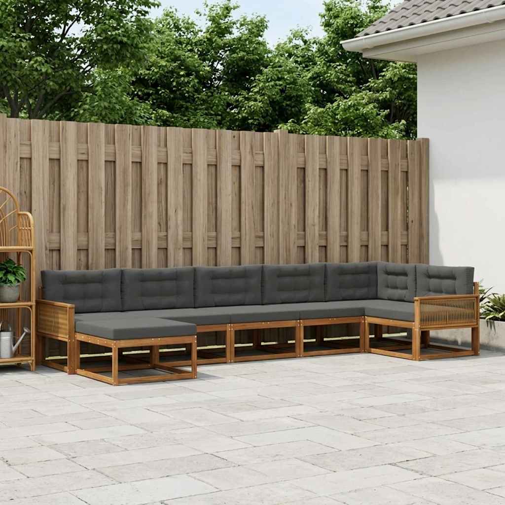 Set di divani da esterno con cuscino 7 pcs Naturale e Antracite | homemem39