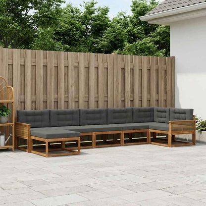 Set di divani da esterno con cuscino 7 pcs Naturale e Antracite | homemem39