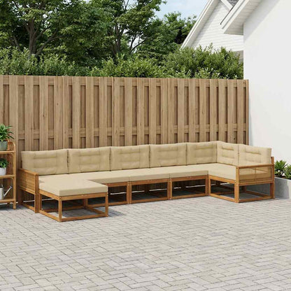 Set di divani da esterno con cuscino 7 pcs Naturale e Beige