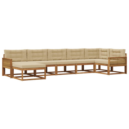 Set di divani da esterno con cuscino 7 pcs Naturale e Beige
