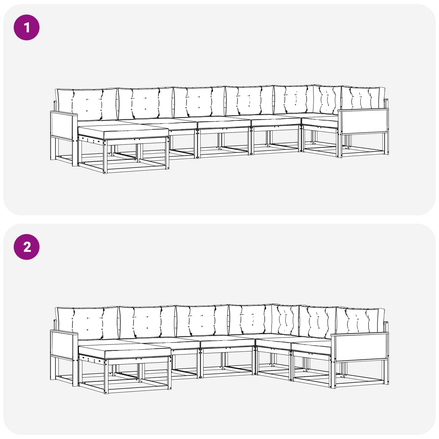 Set di divani da esterno con cuscino 7 pcs Naturale e Beige | homemem39