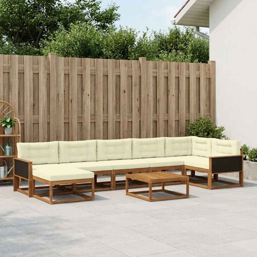 Set di divani da esterno con cuscino 8 pcs Naturale e Crema | homemem39