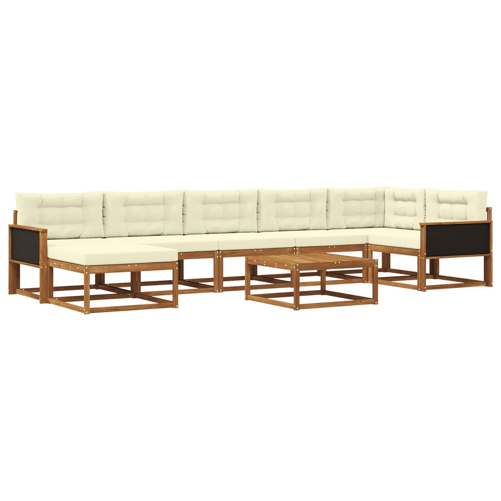 Set di divani da esterno con cuscino 8 pcs Naturale e Crema | homemem39