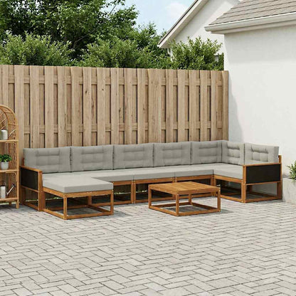 Set di divani da esterno 8 pcs Naturale e Grigio Chiaro | homemem39