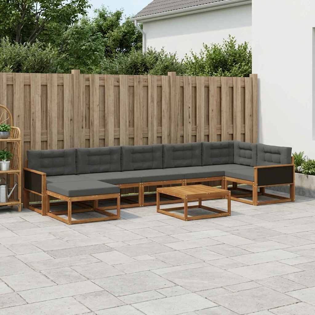 Set di divani da esterno con cuscino 8 pcs Naturale e Antracite | homemem39