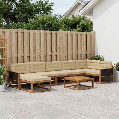 Set di divani da esterno con cuscino 8 pcs Naturale e Beige | homemem39
