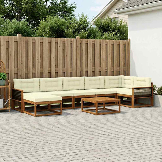 Set di divani da esterno con cuscino 8 pcs Naturale e Crema