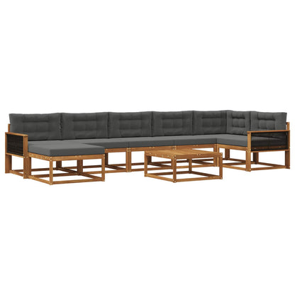 Set di divani da esterno con cuscino 8 pcs Naturale e Antracite | homemem39