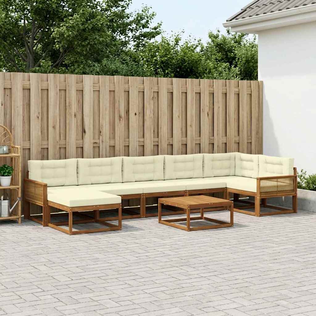 Set di divani da esterno con cuscino 8 pcs Naturale e Crema