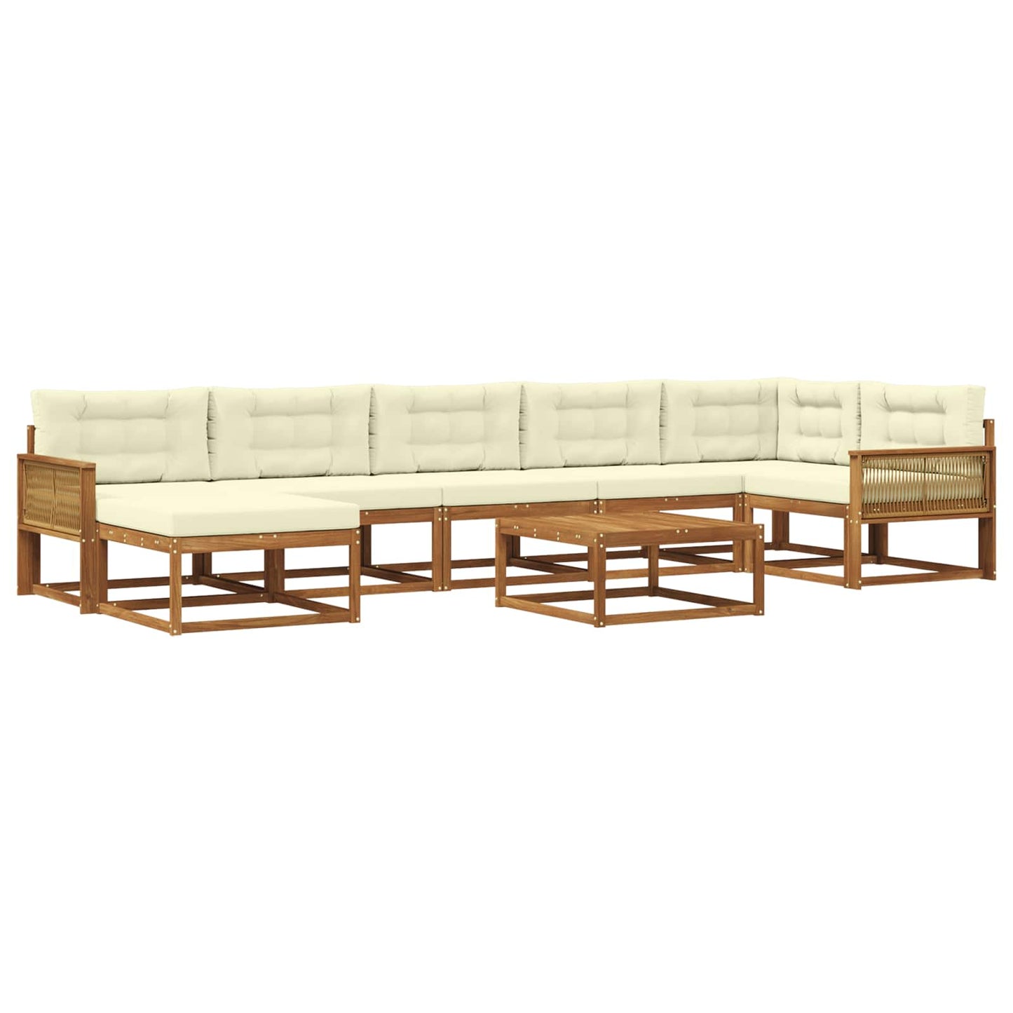 Set di divani da esterno con cuscino 8 pcs Naturale e Crema
