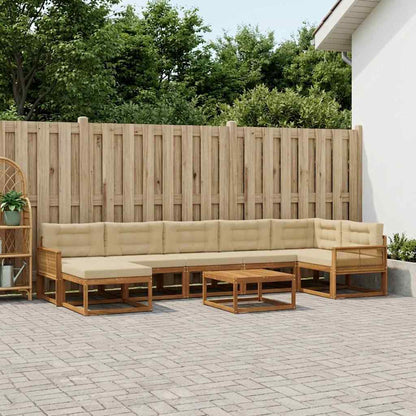 Set di divani da esterno con cuscino 8 pcs Naturale e Beige