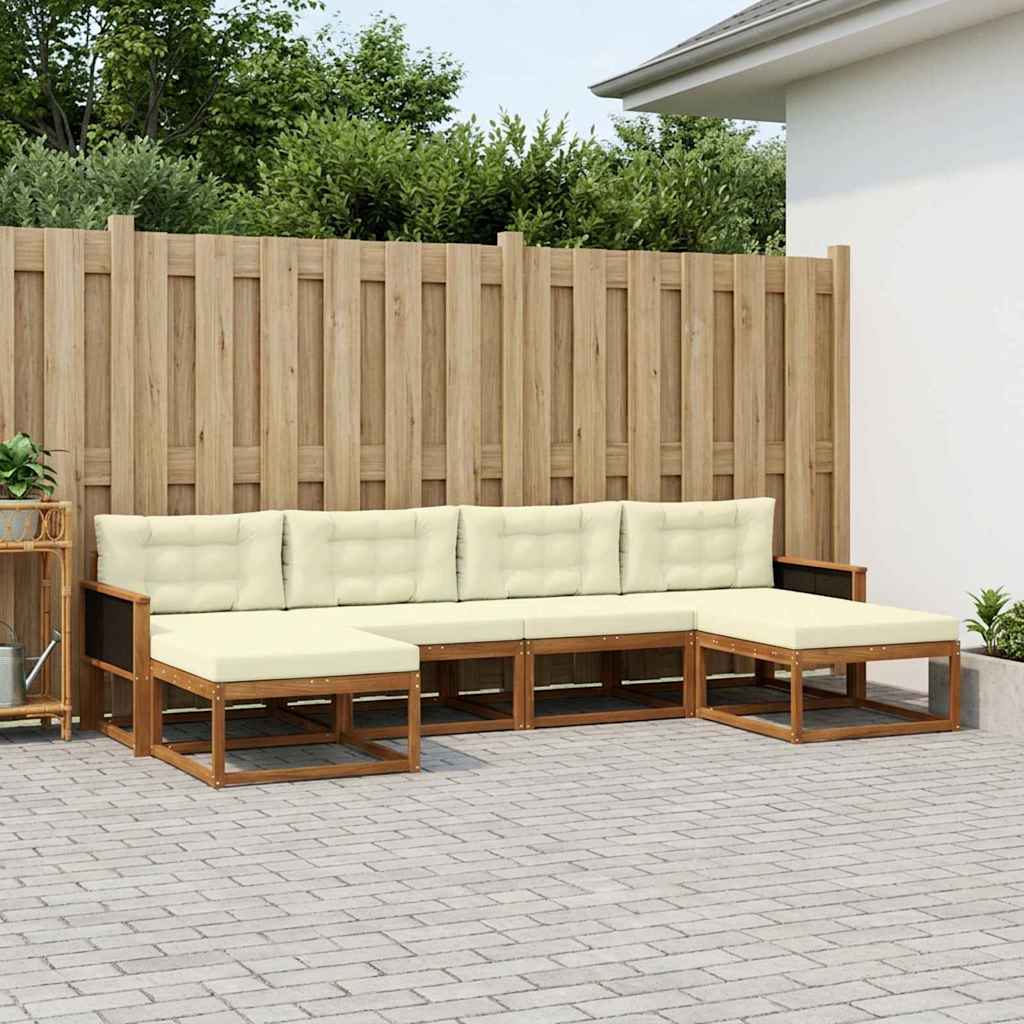 Set di divani da esterno con cuscino 6 pcs Naturale e Crema | homemem39