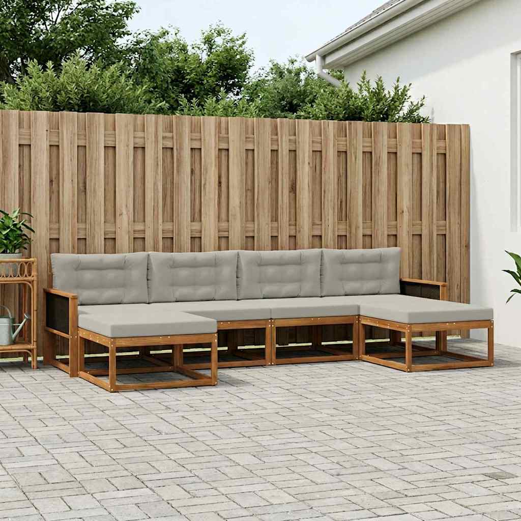 Set di divani da esterno 6 pcs Naturale e Grigio Chiaro | homemem39