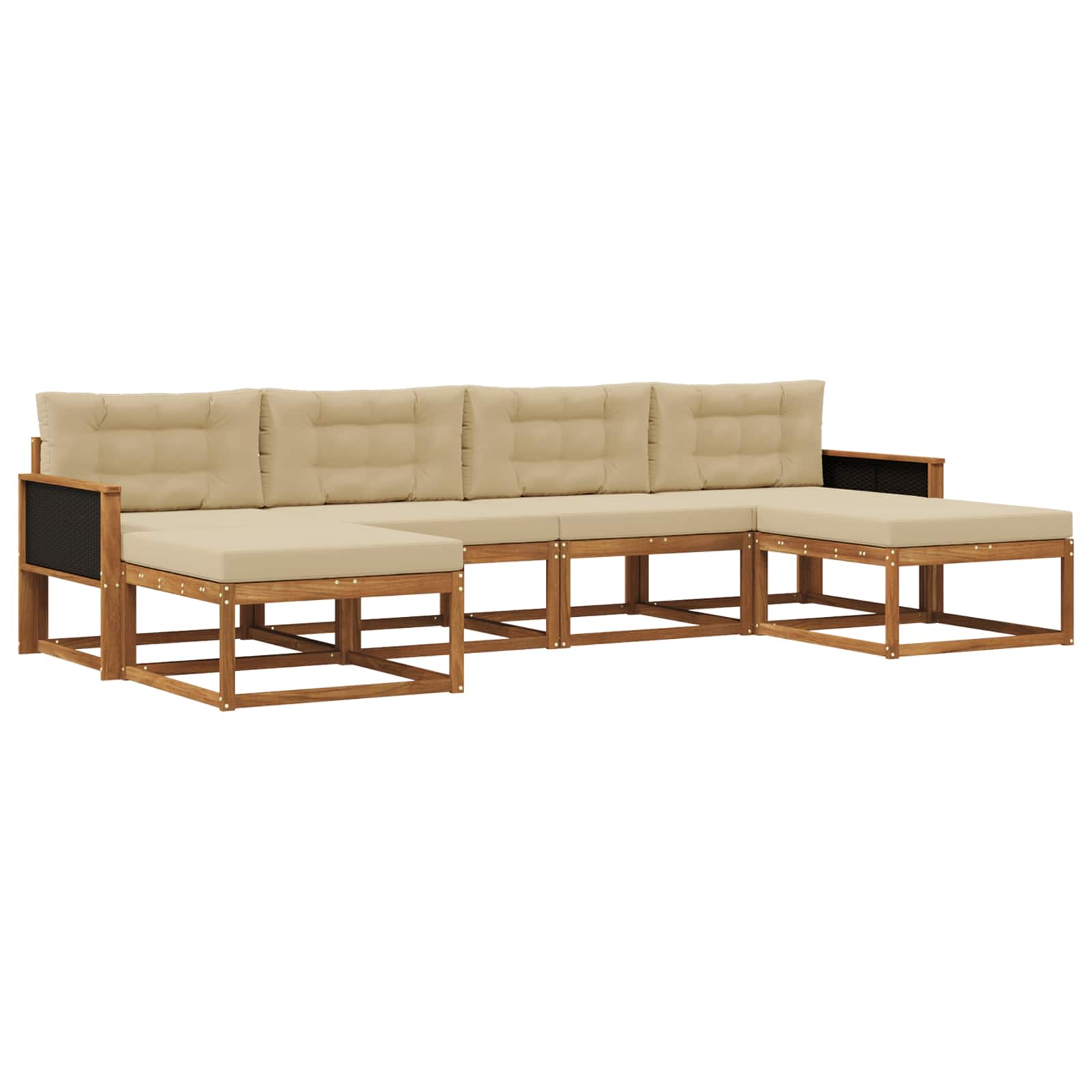 Set di divani da esterno con cuscino 6 pcs Naturale e Beige | homemem39