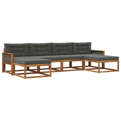 Set di divani da esterno con cuscino 6 pcs Naturale e Antracite