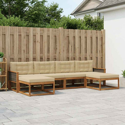 Set di divani da esterno con cuscino 6 pcs Naturale e Beige | homemem39