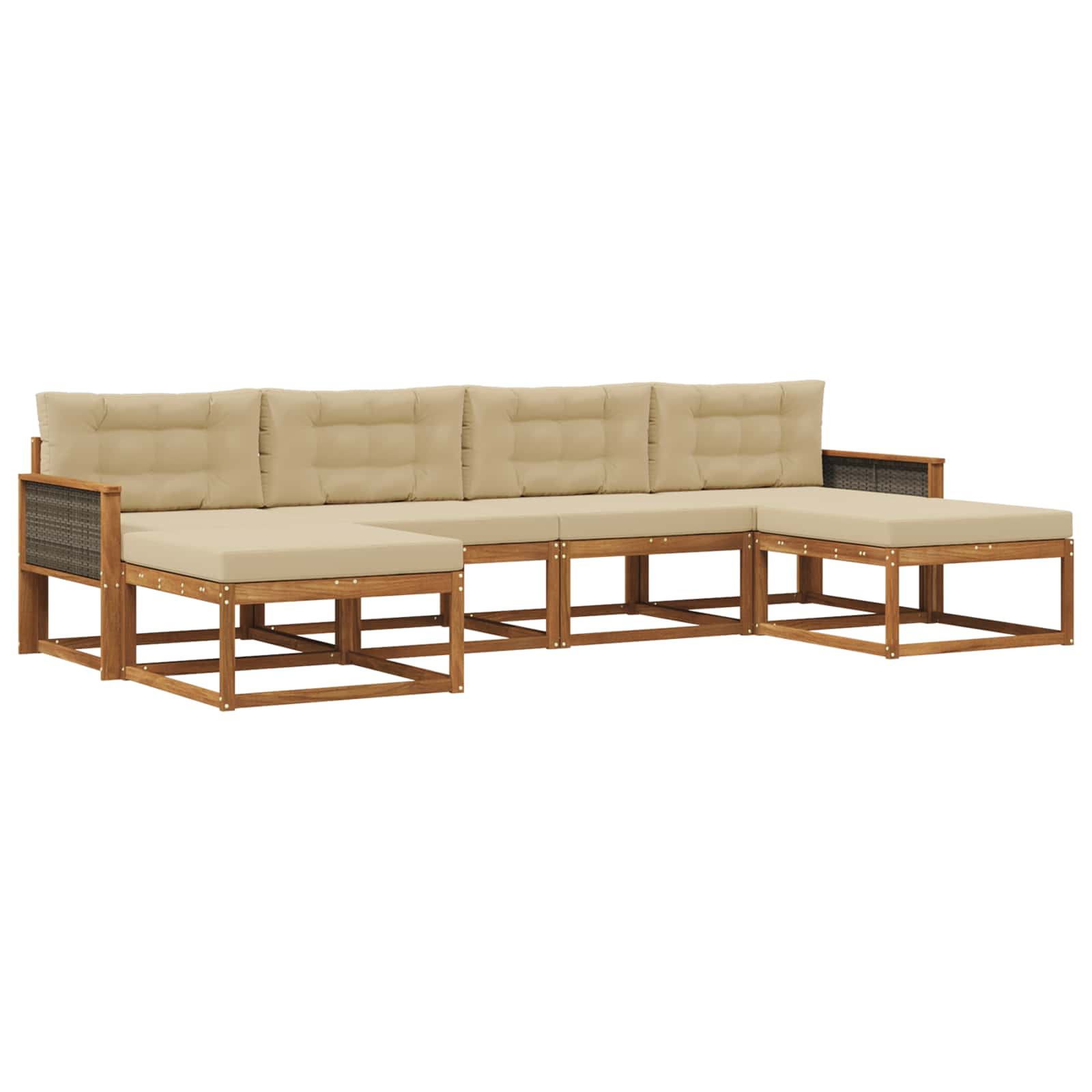 Set di divani da esterno con cuscino 6 pcs Naturale e Beige | homemem39