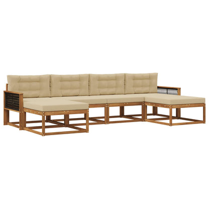 Set di divani da esterno con cuscino 6 pcs Naturale e Beige