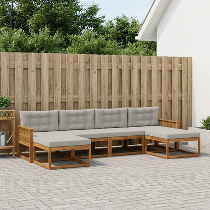 Set di divani da esterno 6 pcs Naturale e Grigio Chiaro