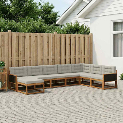 Set di divani da esterno 8 pcs Naturale e Grigio Chiaro