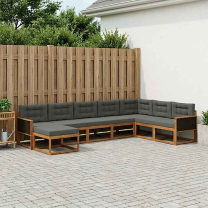 Set di divani da esterno con cuscino 8 pcs Naturale e Antracite | homemem39