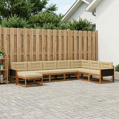 Set di divani da esterno con cuscino 8 pcs Naturale e Beige | homemem39