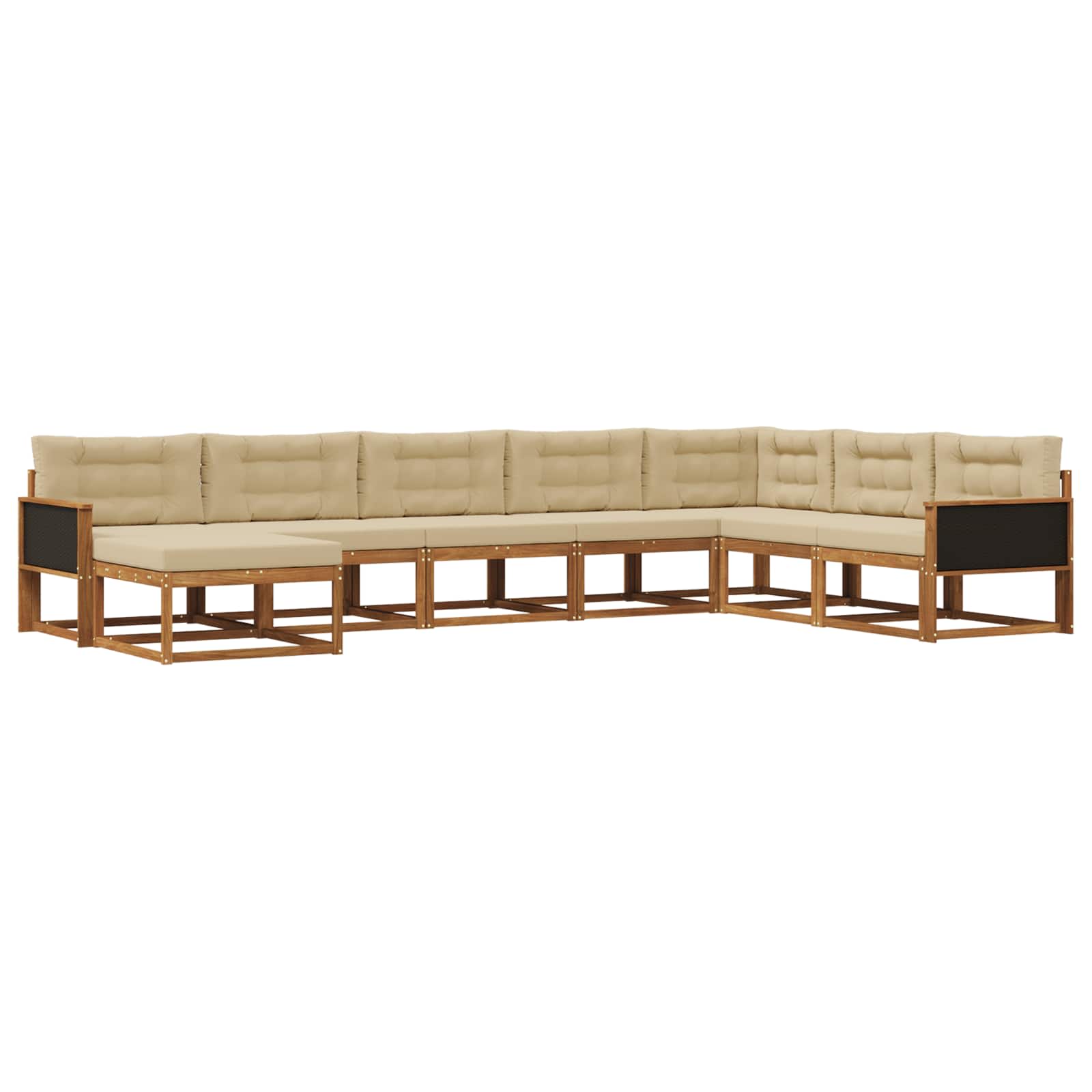Set di divani da esterno con cuscino 8 pcs Naturale e Beige | homemem39