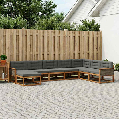 Set di divani da esterno con cuscino 8 pcs Naturale e Antracite