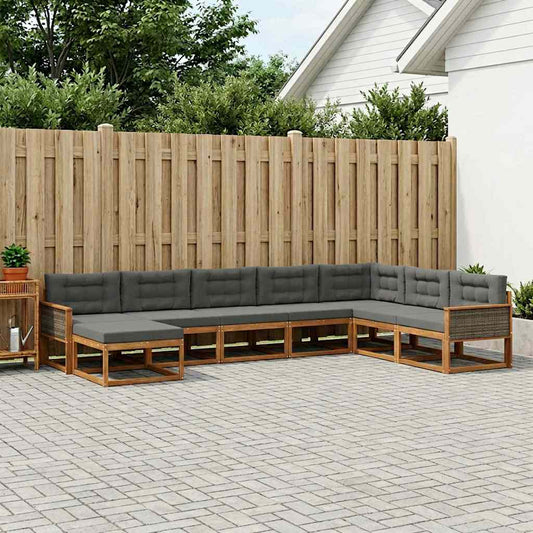 Set di divani da esterno con cuscino 8 pcs Naturale e Antracite
