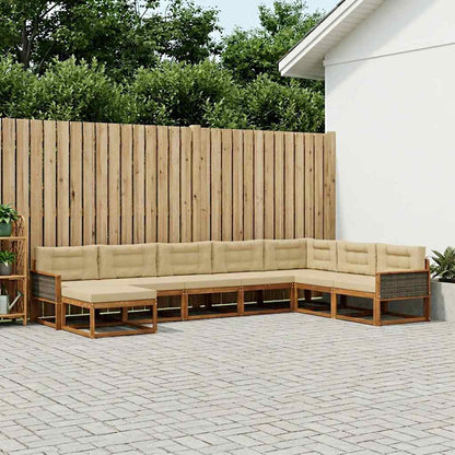 Set di divani da esterno con cuscino 8 pcs Naturale e Beige