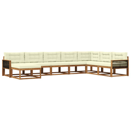 Set di divani da esterno con cuscino 8 pcs Naturale e Crema | homemem39