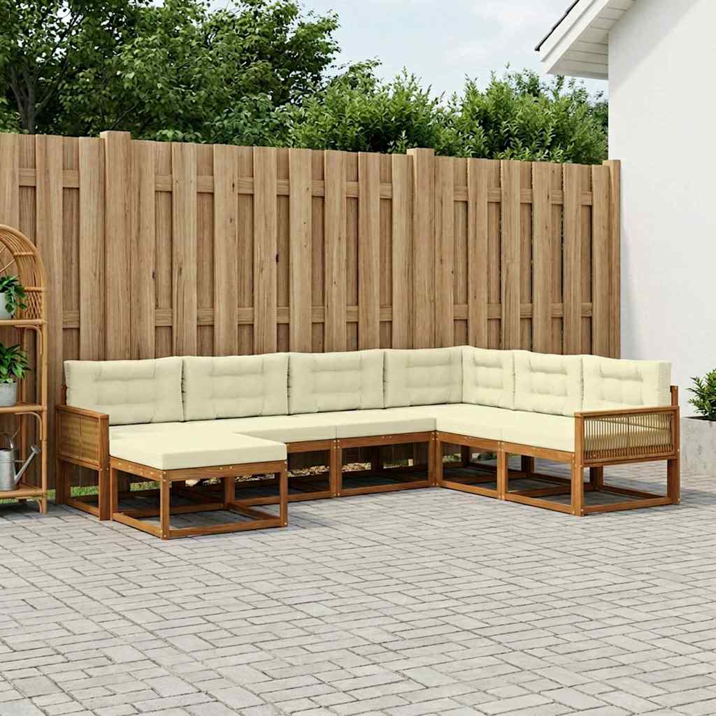 Set di divani da esterno con cuscino 8 pcs Naturale e Crema | homemem39